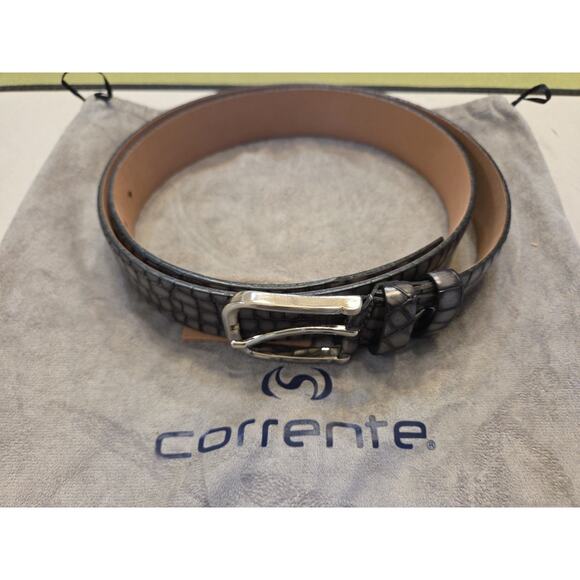 Crocodile Grey Ratchet Belt 1.5 Corrente Men’s Grey Croco Print Italian Leather Belt